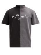 Matchesfashion.com Palm Angels - Two-tone Broken Logo-print Cotton T-shirt - Mens - Black