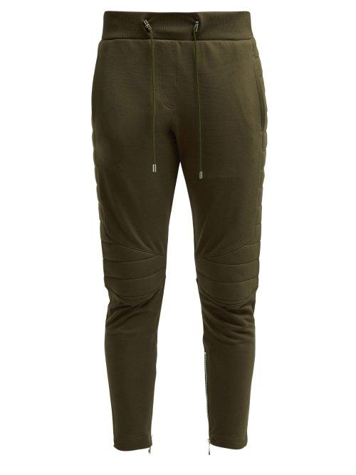 Matchesfashion.com Balmain - Biker Panelled Cotton Track Pants - Womens - Khaki