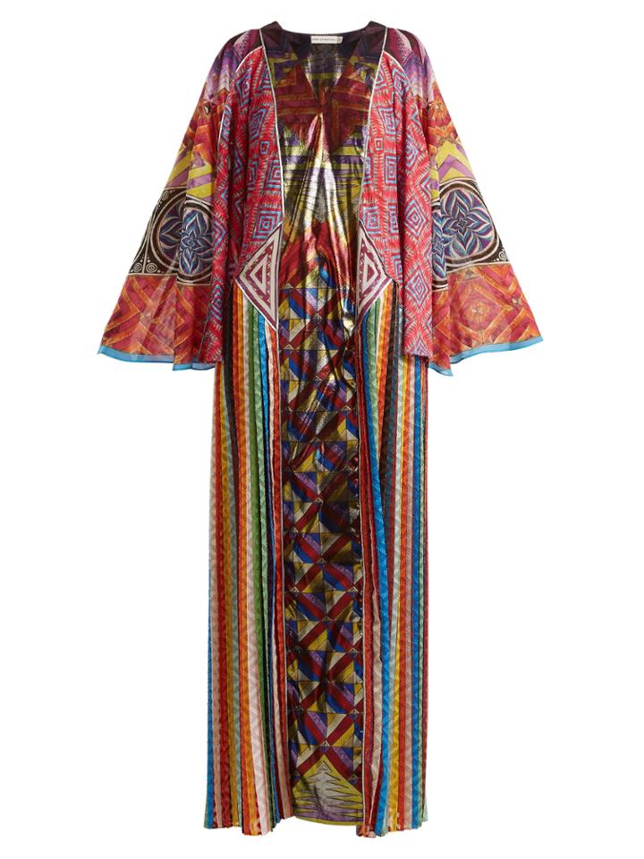 Mary Katrantzou V-neck Long-sleeved Zigzag-print Dress