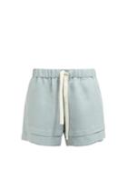 Matchesfashion.com White Story - Bibi Tiered Hem Linen Poplin Shorts - Womens - Blue