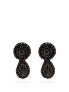 Matchesfashion.com Erdem - Crystal-embellished Drop Clip Earrings - Womens - Black