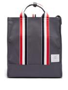 Matchesfashion.com Thom Browne - Tricolour Stripe Leather Trimmed Canvas Tote Bag - Mens - Dark Grey