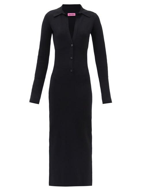 Gauge81 - Bornos Plunge-neck Longline Dress - Womens - Black