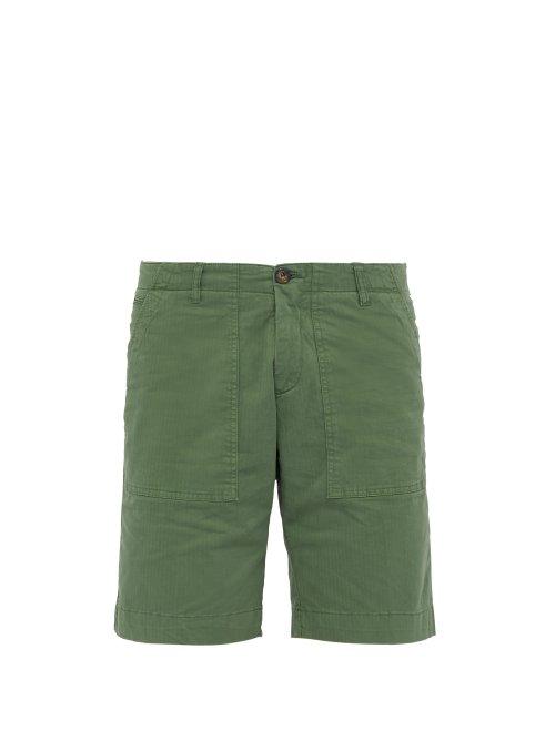 Matchesfashion.com J.w. Brine - Daryl Straight Leg Cotton Blend Shorts - Mens - Green