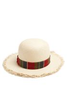 Gucci Striped-ribbon Raffia Panama Hat