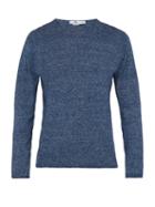 Matchesfashion.com Inis Mein - Zephyr Slubbed Linen And Cotton Blend Sweater - Mens - Blue