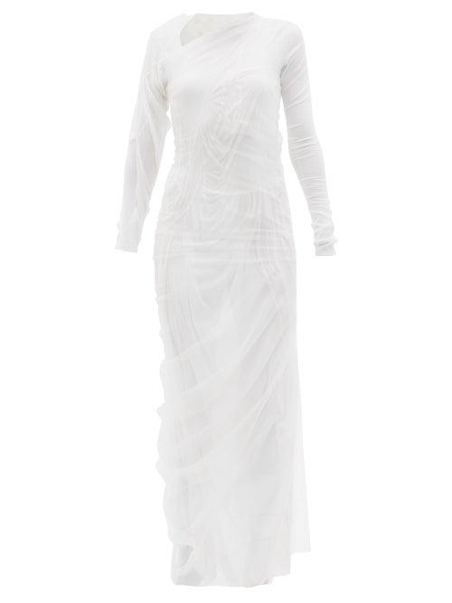 Matchesfashion.com Maison Margiela - Asymmetric Tulle Maxi Dress - Womens - Ivory