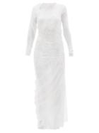 Matchesfashion.com Maison Margiela - Asymmetric Tulle Maxi Dress - Womens - Ivory