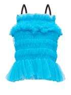 Matchesfashion.com Molly Goddard - Betsy Hand-smocked Tulle Top - Womens - Blue