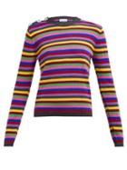 Matchesfashion.com Ganni - Crystal Embellished Striped Cashmere Sweater - Womens - Multi