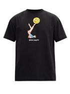 Matchesfashion.com Palm Angels - Pin Up Logo-print Cotton-jersey T-shirt - Mens - Black