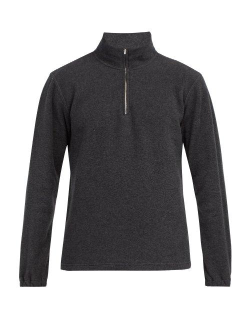 Matchesfashion.com De Bonne Facture - Half Zip Cotton Fleece Top - Mens - Grey