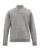 Matchesfashion.com Inis Mein - V Neck Wool Blend Sweater - Mens - Grey