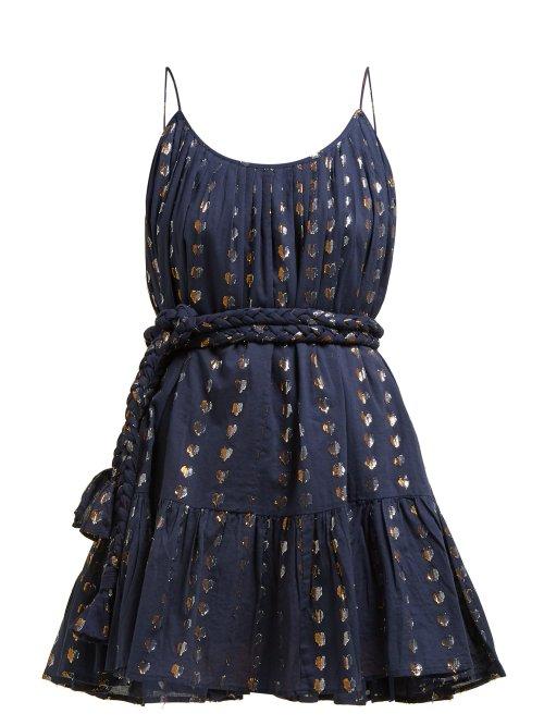 Matchesfashion.com Rhode Resort - Nala Heart Jacquard Cotton Mini Dress - Womens - Navy