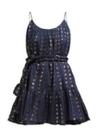Matchesfashion.com Rhode Resort - Nala Heart Jacquard Cotton Mini Dress - Womens - Navy
