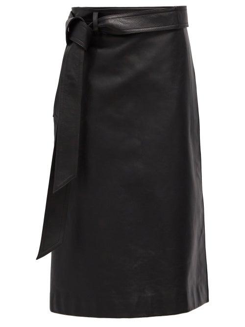 Matchesfashion.com Balenciaga - Wrap Leather Midi Skirt - Womens - Black