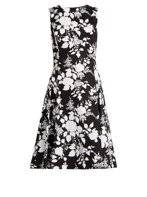 Oscar De La Renta Rosebush-print Sleeveless Cotton Dress