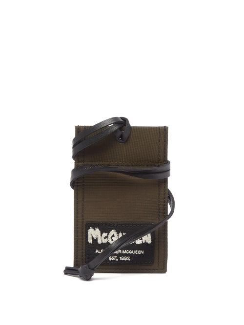 Matchesfashion.com Alexander Mcqueen - Logo-patch Canvas Cardholder Necklace - Mens - Khaki