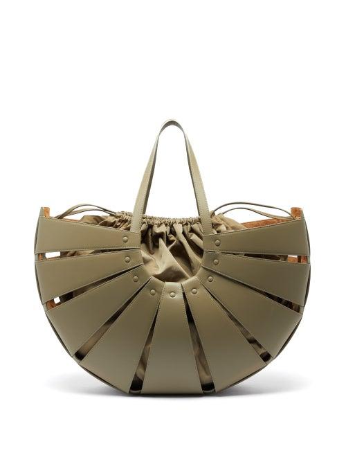 Matchesfashion.com Bottega Veneta - The Shell Large Leather Basket Bag - Womens - Dark Beige