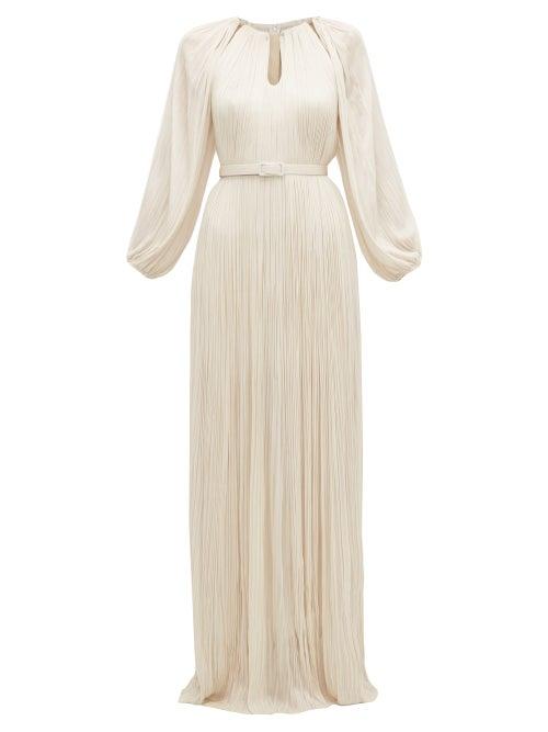 Matchesfashion.com Maria Lucia Hohan - Lee Pleated Silk Tulle Maxi Dress - Womens - Ivory