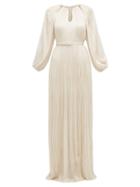 Matchesfashion.com Maria Lucia Hohan - Lee Pleated Silk Tulle Maxi Dress - Womens - Ivory