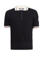 Matchesfashion.com Moncler - Contrast Collar Waffle Knitted Cotton Polo Shirt - Mens - Navy Multi