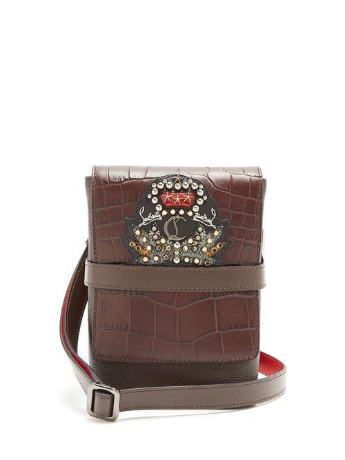 Matchesfashion.com Christian Louboutin - Benech Small Embellished Leather Cross Body Bag - Mens - Brown