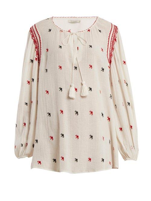 Matchesfashion.com Mes Demoiselles - Fedora Long Sleeve Blouse - Womens - Ivory Multi