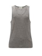 Matchesfashion.com Saint Laurent - Ysl-embroidered Striped Cotton-jersey Tank Top - Mens - Black Grey