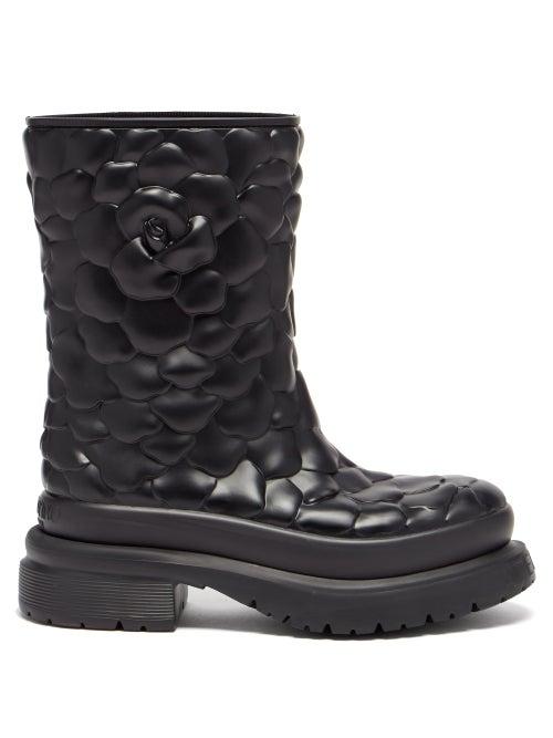 Valentino Garavani - Atelier Petal-effect Pvc Ankle Boots - Womens - Black