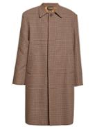 Matchesfashion.com Balenciaga - Houndstooth Check Wool Overcoat - Mens - Brown