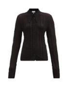 Ganni - Lace-embroidered Jersey Top - Womens - Black