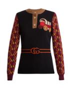 Gucci Wagon And Tiger-appliqu Wool-blend Sweater