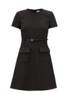 Matchesfashion.com Redvalentino - Belted Technical-twill Mini Dress - Womens - Black