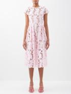 Self-portrait - Guipure-lace Cotton Midi Dress - Womens - Light Pink