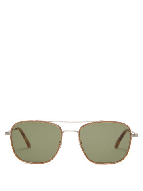 Matchesfashion.com Garrett Leight - Marr 54 Aviator Sunglasses - Mens - Silver