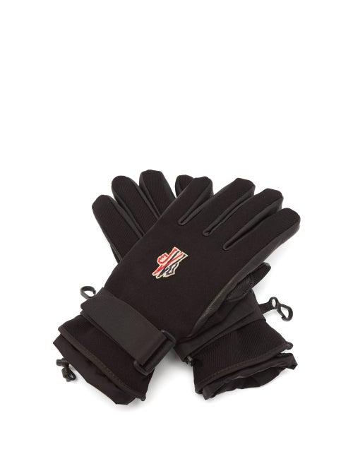 Matchesfashion.com 3 Moncler Grenoble - Logo-patch Shell And Leather Gloves - Womens - Black