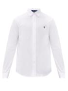 Matchesfashion.com Polo Ralph Lauren - Logo Embroidered Cotton Piqu Button Down Shirt - Mens - White
