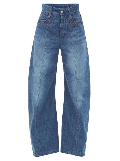 Matchesfashion.com Chlo - Embroidered Curved-leg Jeans - Womens - Denim