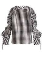 Matchesfashion.com Teija - Smocked Sleeve Striped Cotton Top - Womens - Black White