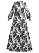 Matchesfashion.com Erdem - Clover Rosechine Jacquard Cotton Blend Gown - Womens - Black White