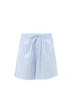 Ladies Lingerie Tekla - Striped Organic-cotton Poplin Shorts - Womens - Blue Stripe