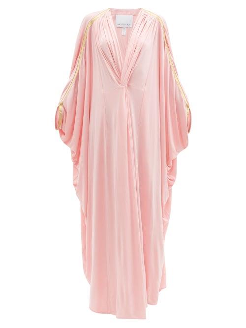 Matchesfashion.com Hester Bly - Margot Metallic-stripe Kaftan Maxi Dress - Womens - Pink