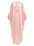 Matchesfashion.com Hester Bly - Margot Metallic-stripe Kaftan Maxi Dress - Womens - Pink