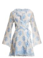 Matchesfashion.com Athena Procopiou - Vagabond Long Sleeve Wrap Dress - Womens - Blue White