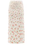 Paco Rabanne - Floral-print Jersey Midi Skirt - Womens - Cream Multi