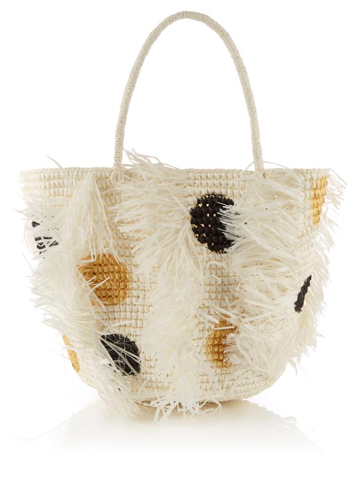Sensi Studio Polka-dot Woven-straw Tote