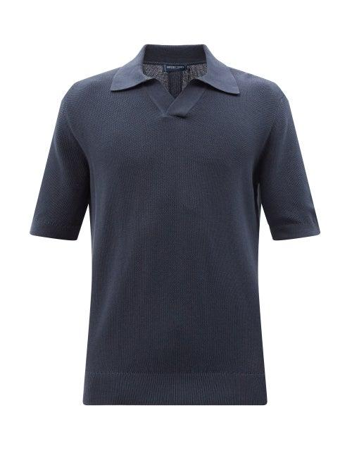 Frescobol Carioca - Rino Cotton-blend Piqu Polo Shirt - Mens - Navy