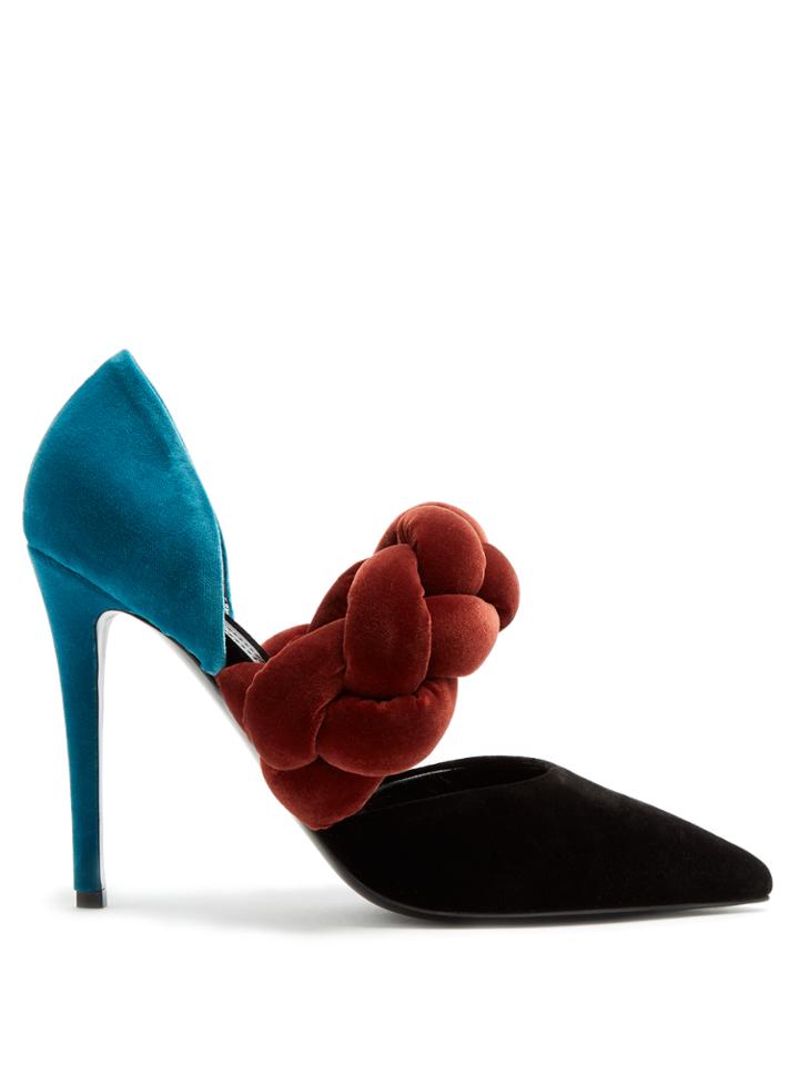 Marco De Vincenzo Plaited-detail Velvet Pumps