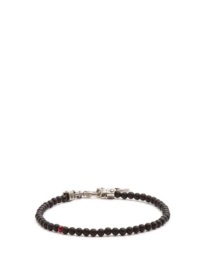 Title Of Work Beaded Onyx And Sterling-silver Bracelet